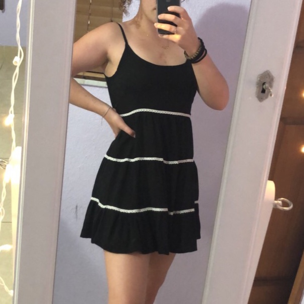 Black backless mini sundress